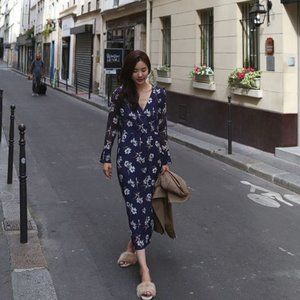 PROST J Women's Jane Flower Dress One Size in Navy